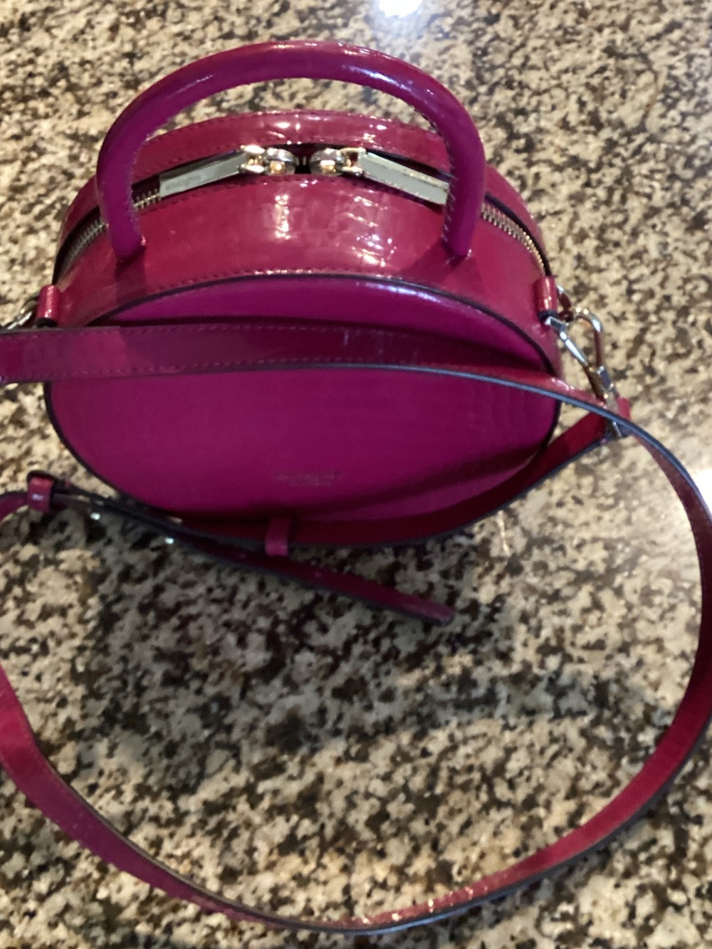 kate spade Hot Pink Patent Magenta Croc Embossed Round Top Handle Mini Bag. - Picture 2 of 5